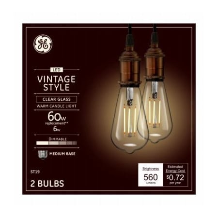 Current GE 2PK 6W WW ST19 Bulb 93129871